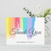 Carte Elégant Merci d'aquarelle arc-en-ciel (Debout devant)