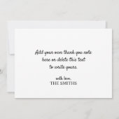 Carte Élégant Merci de calligraphie du coeur et des oise (Dos)