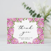 Carte Élégant Merci de Fête des mariées florale violet (Debout devant)