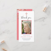 Carte Élégant Merci du mémorial rose floral (Devant/Arrière en situation)