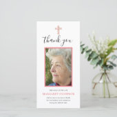 Carte Élégant Merci du mémorial rose floral (Debout devant)