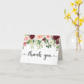 Carte Élégant Merci floral Bourgogne (Fleur jaune)