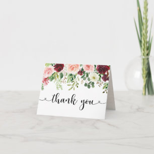 Carte Élégant Merci floral Bourgogne