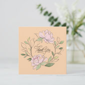 Carte Élégant Merci Mariage de couronne de fleurs (Debout devant)