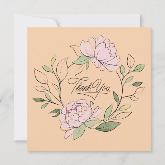 Carte Élégant Merci Mariage de couronne de fleurs (Devant)