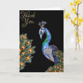 Carte Elégant Merci Peacock Aquarelle (Fleur jaune)