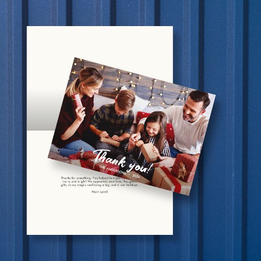 Carte Élégant Merci photo de vacances moderne