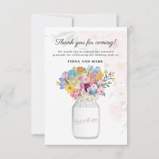 Carte Élégant message de Merci Mariage Floral (Devant)
