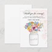 Carte Élégant message de Merci Mariage Floral (Devant / Derrière)
