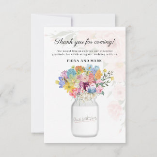 Carte Élégant message de Merci Mariage Floral