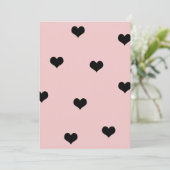 Carte Élégant mignon noir et rougissant motif de coeur r (Debout devant)