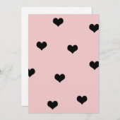 Carte Élégant mignon noir et rougissant motif de coeur r (Devant / Derrière)