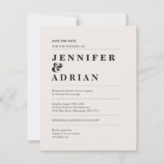 Carte Elégant Minimal Blanc Moderne Mariage Enregistrer  (Devant)