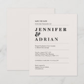 Carte Elégant Minimal Blanc Moderne Mariage Enregistrer  (Devant / Derrière)