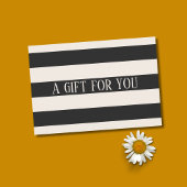 Carte Élégant minimal noir Ecru blanc rayures Beauté