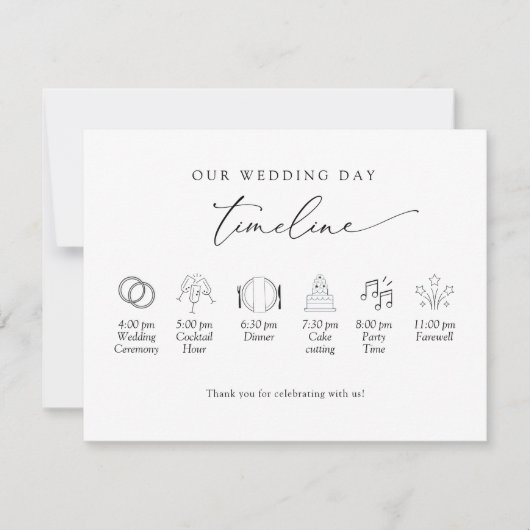 Carte Élégant Minimal, Simple Mariage Timeline, Programm (Devant)