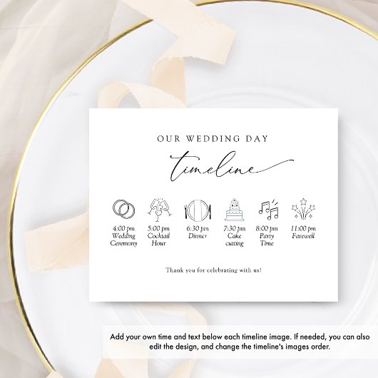 Carte Élégant Minimal, Simple Mariage Timeline, Programm