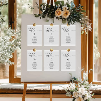 Carte Elegant minimalist table number seating chart card