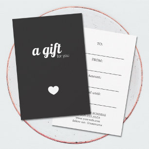 Carte Élégant minimaliste ivoire noir Coeur blanc