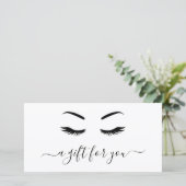 Carte Élégant minimaliste Lashes Certificat cadeau (Debout devant)