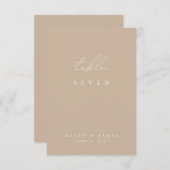 Carte Élégant minimaliste Mariage blanc et beige Numéro (Devant / Derrière)