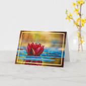 Carte Elégant moderne eau rouge Lily Fleur Or Frame (Fleur jaune)