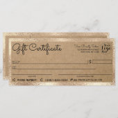 Carte Élégant moderne Gold Kraft chèque cadeau certifica (Devant / Derrière)