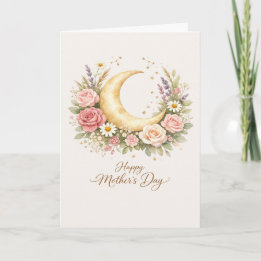 Carte Elegant Mother’s Day, Floral Gold Moon Design