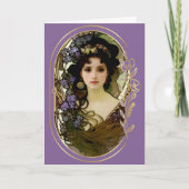 Carte Elégant Mucha Style Portrait d'une belle femme (Devant)