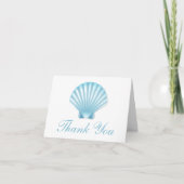 Carte Elégant Nautique Shell Blue Beach Mariage Merci (Devant)