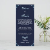 Carte Elegant Navy & Light Blue Script Bienvenue Merci (Debout devant)