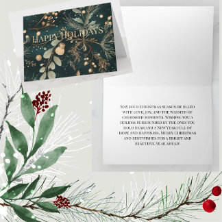 Carte Élégant Noël botanique vert