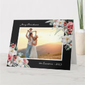 Carte Élégant Noël noir photo vacances (Devant)