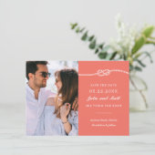 Carte Élégant noeud nautique Enregistrer la date (Debout devant)