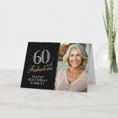 Carte Elégant noir 60 et fabuleux 60e anniversaire Photo (Devant)