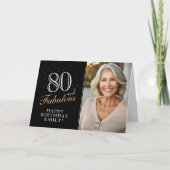 Carte Elégant noir 80 et fabuleux 80e anniversaire Photo (Devant)