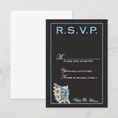 Carte Elégant noir & blanc avec détails bleu clair (Devant / Derrière)