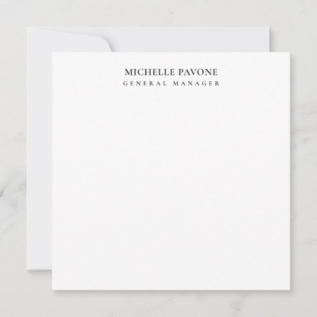 Carte Élégant Noir & Blanc Simple Plain Professionnel (Devant)