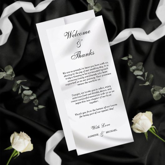 Carte Elégant Noir et Blanc Accueil et Merci