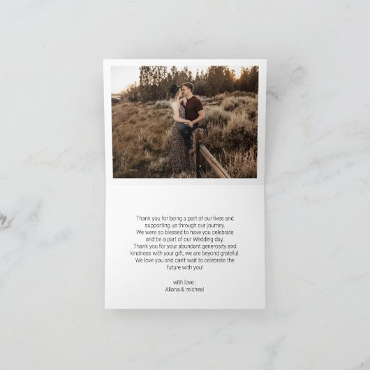 Carte Élégant noir et blanc Merci de script classique (Intérieur)