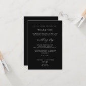 Carte Elégant noir et blanc simple mariage merci (Devant/Arrière en situation)