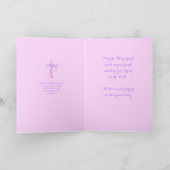 Carte Élégant nom croisé floral de confirmation rose (Intérieur)