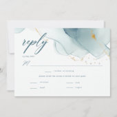 Carte Elégant Ocean Beach Dusty Blue Mariage Repas RSVP (Devant)