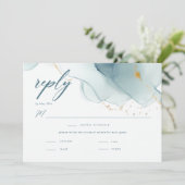 Carte Elégant Ocean Beach Dusty Blue Mariage Repas RSVP (Debout devant)