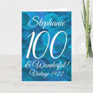Carte Elégant Ocean Blue 100 & Merveilleux anniversaire