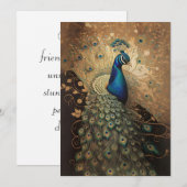 Carte Elégant oiseau de paon doré (Devant / Derrière)