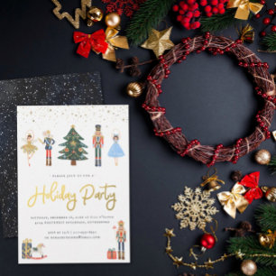 Carte Élégant Or Casse-Noisette Fête de Noël