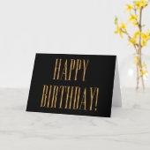 Carte Elégant or et noir Joyeux anniversaire (Fleur jaune)