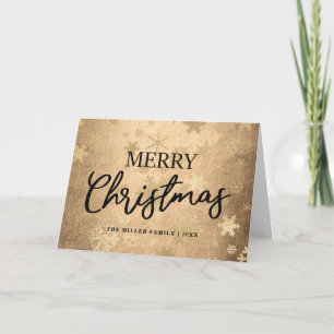 Carte Élégant or Joyeux Noël Snowflake Motif