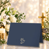 Carte Élégant or script colombe bleu condoléances sympat